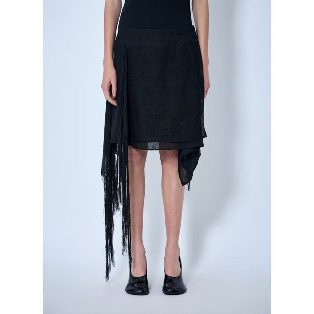 Yohji Yamamoto Women Asymmetric Fringe Skirt